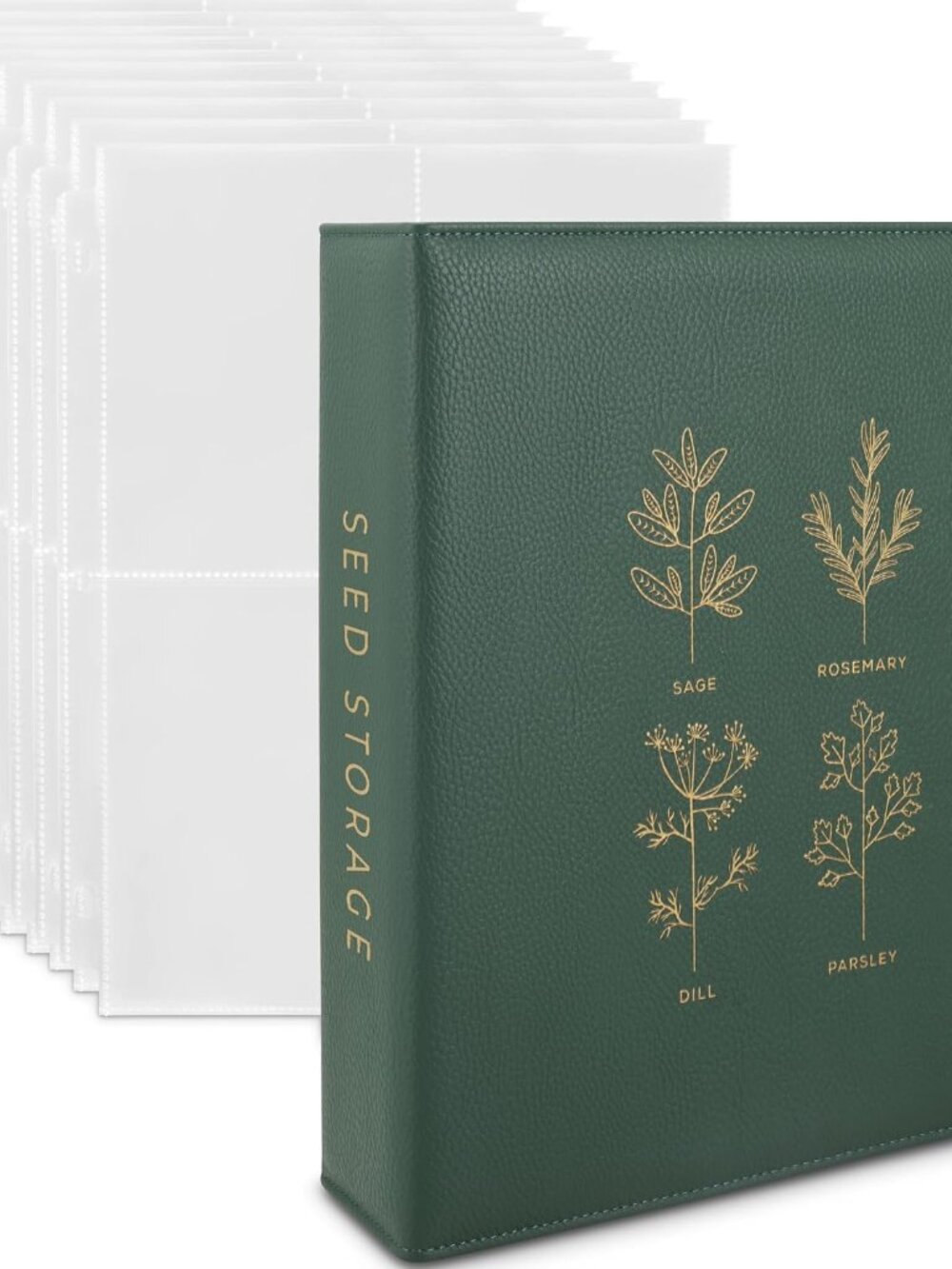 Seed Binder - Garden Seed Packet Organizer, Storage Book, Green